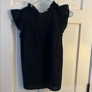 J. Crew Black Ruffle Sleeve Top
